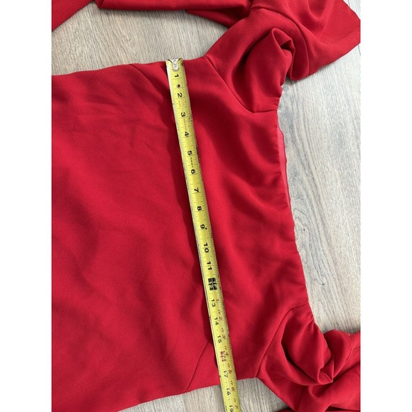 Pinko Red Dress Off The Shoulder Ruffle Detail Flutter Sleeve Womens 8 - Picture 4 of 11